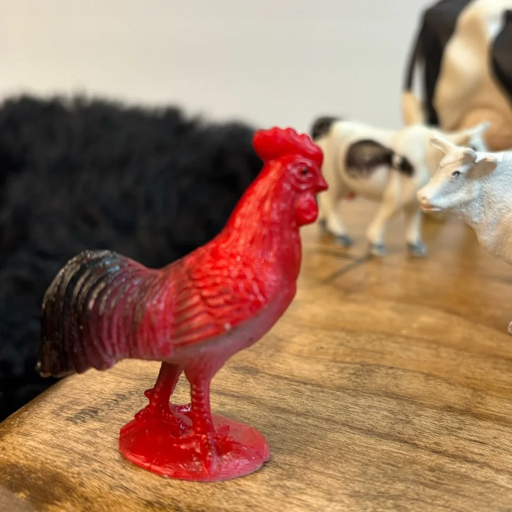 Farm Animal Toy Set Lot Cake Toppers Cows Pigs Sheep Goat Rooster Wilber HK